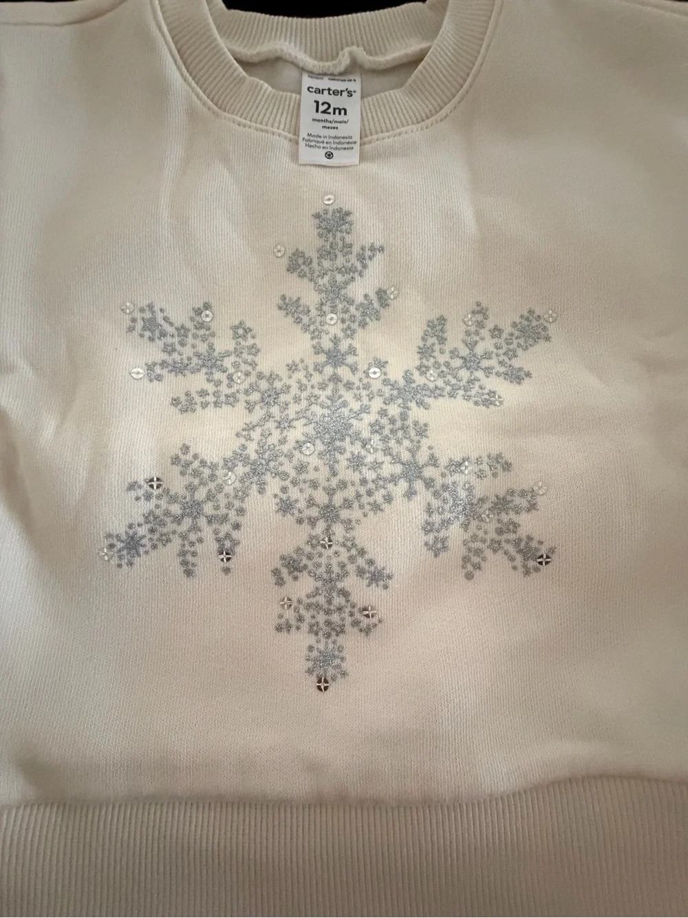 Carter's Cream Snowflake Sweatshirt with Red Sparkle Tulle Skirt